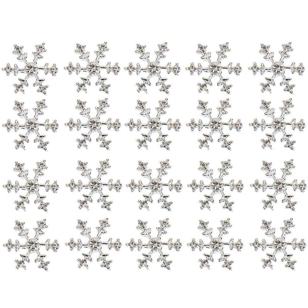 Crofta Pack of 20 Silver Crystal SNOWFLAKES Xmas Wedding Cards Topper Decor DIY Craft