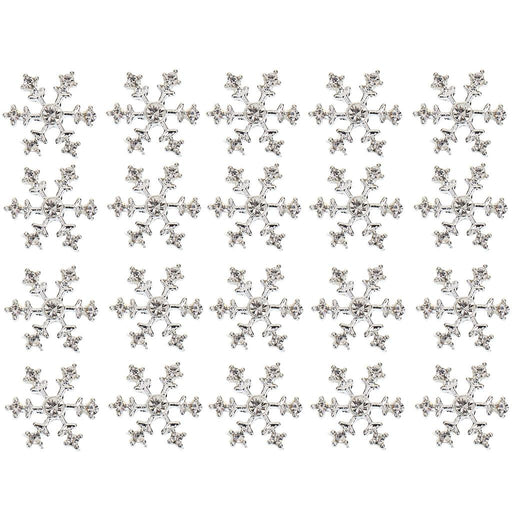 Crofta Pack of 20 Silver Crystal SNOWFLAKES Xmas Wedding Cards Topper Decor DIY Craft