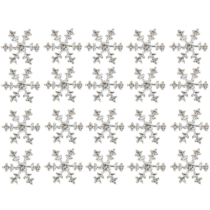 Crofta Pack of 20 Silver Crystal SNOWFLAKES Xmas Wedding Cards Topper Decor DIY Craft