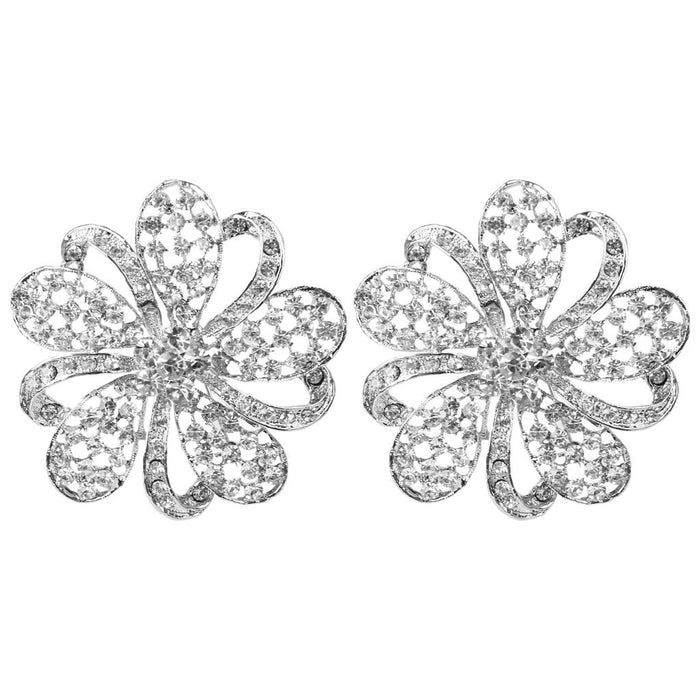 Crofta Women Girls Ladies Shining Crystal Diamante Floral Wedding Prom Bridal Brooch Pin