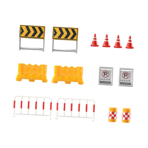 Crofta 14 Pieces Miniature Traffic Signs Mini Roadblocks Toyset for Dollhouse Decor