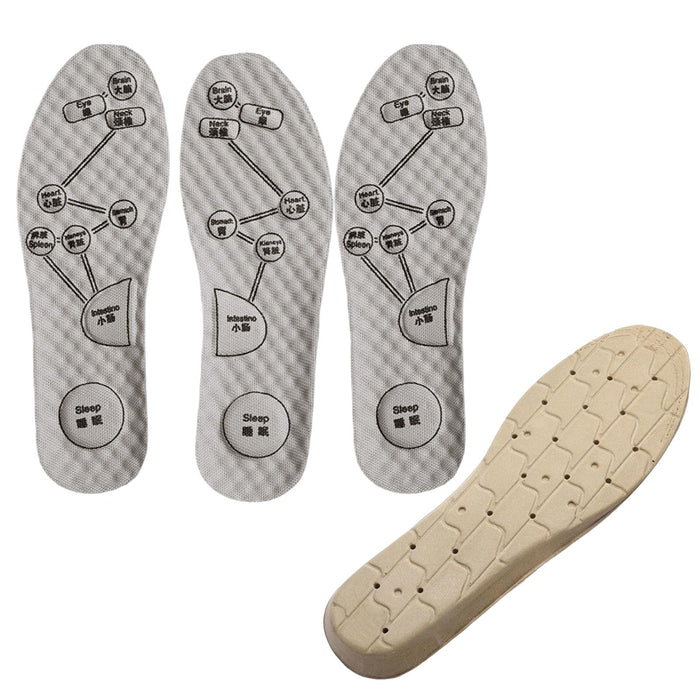 Crofta 2 Pairs Foot Acupressure Insoles Air Cushion Massaging Breathable 35-36 Gray