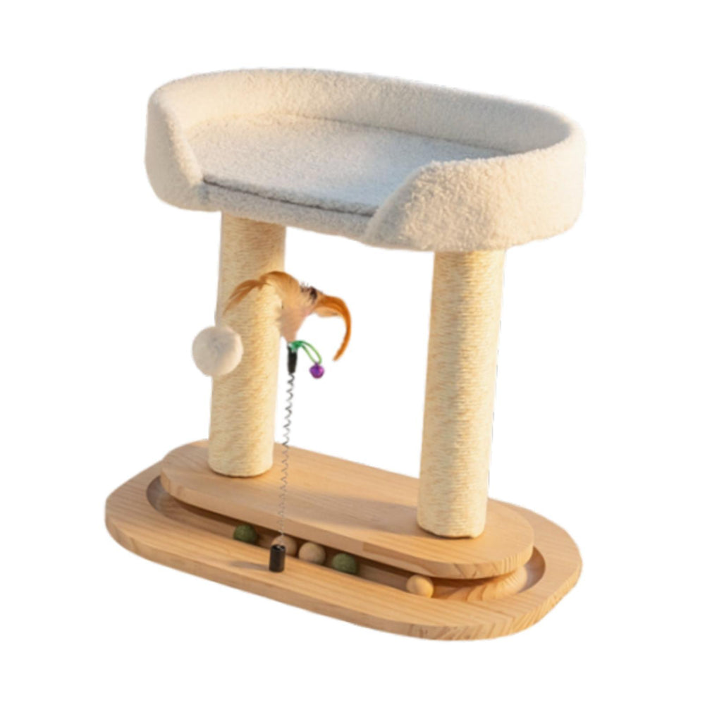 Crofta Cat Tree Toy Double Layers Double Turntable for Indoor Cats Modern Cat House