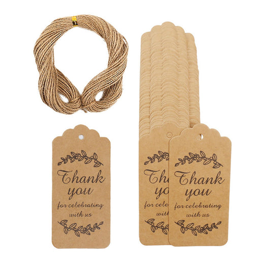 Crofta 100x Gift Tags Decor Kraft Paper Hang Tags for Wedding Labeling Thanksgiving Khaki