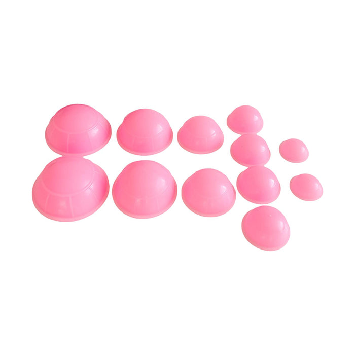 Crofta 12 Pieces Silicone Vacuum Cupping Cup Flexible Accessory Silicone Can Puller pink