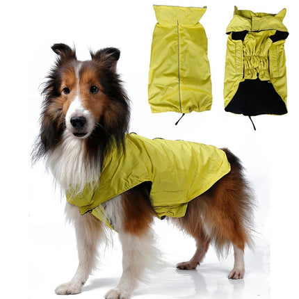 Crofta Waterproof Pet Dog Waistcoat Jacket Fleece Lined Raincoat Clothes S Yellow