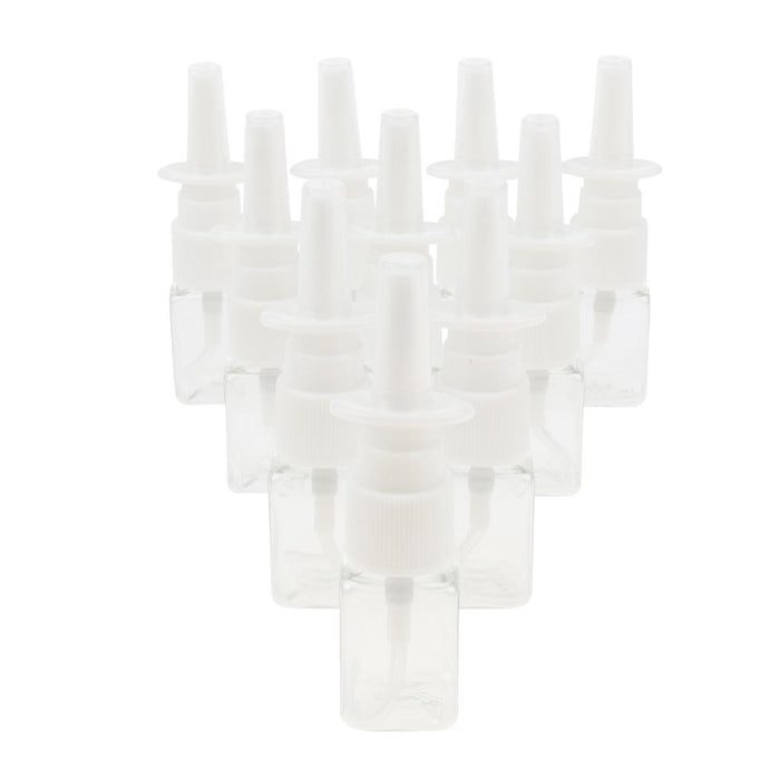 Crofta 10pcs Plastic Empty Refillable Nasal Spray Bottles Fine Mist Vials 10ml Clear