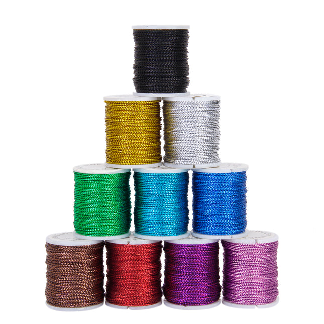 Crofta 10 Rolls Mixed Color Multifunctional String Metallic Jewelry Cord Card Braid 0.5mm