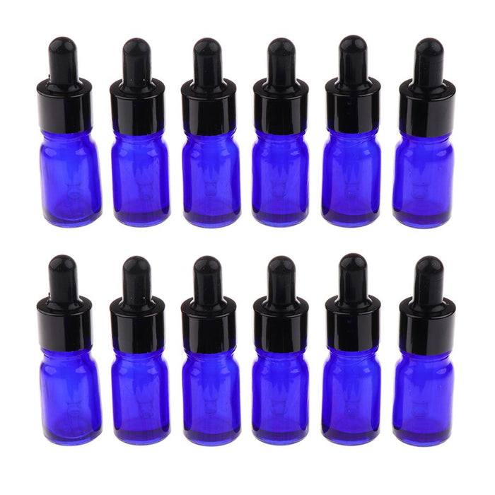 12 Pieces Empty Essential Oil Bottle Glass Liquid Aromatherapy Dropper  5ML