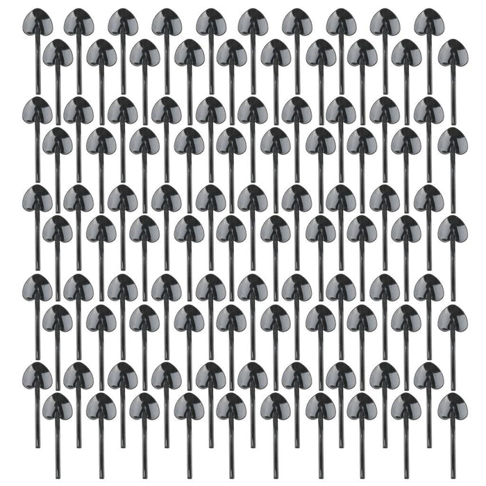 Crofta 100 Piece Heart Plastic Disposable Dessert Cake Ice Cream Party Spoons Black