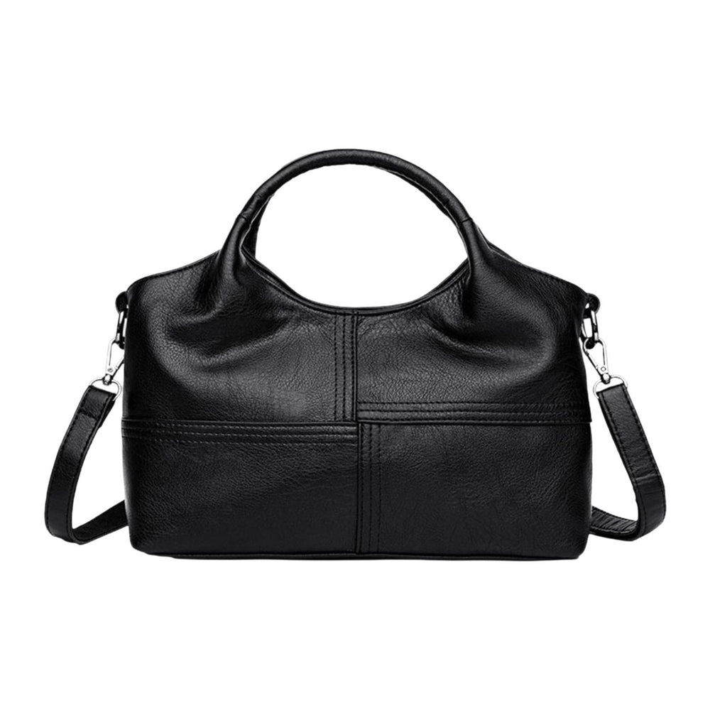 Crofta Top Handle Bag for Women Mom Gift Satchel Portable Soft Travel Purse Handbag Black