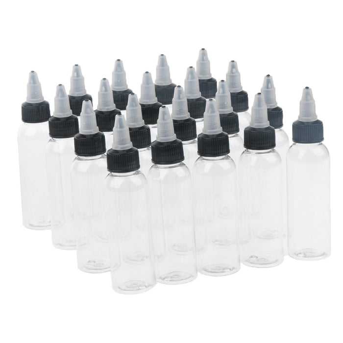 20 Piece Empty Plastic Squeeze Bottle withTwist Top Cap Tip Applicator 60ml