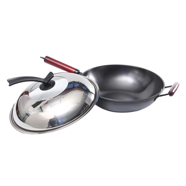 Crofta Household Wok Pan with Cover Non Stick pan to Clean for Induction, Gas 30cm