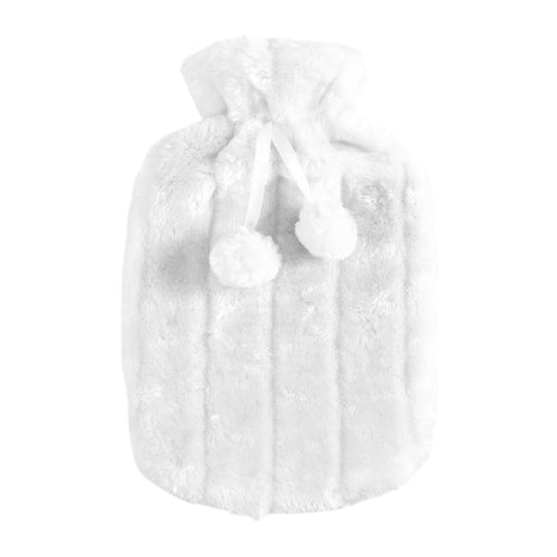 Crofta Plush Hot Water Bottle with Cover 2L Winter Warm Soft Large for Outdoor White