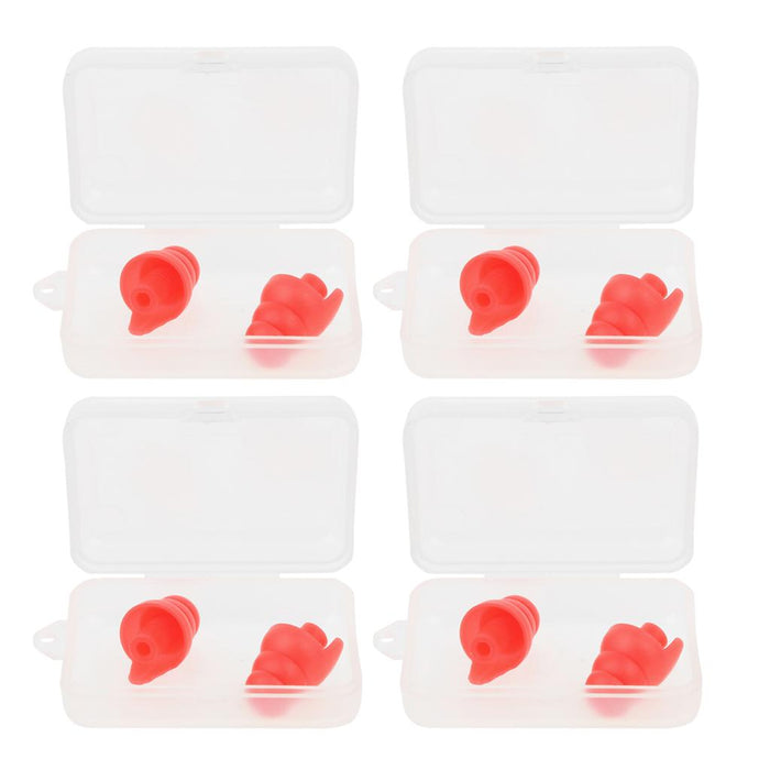 4 Pairs Silicone Earplug Airplane Travel Noise Cancelling Ear Plugs Red