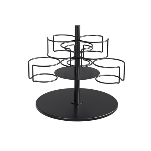 Crofta Rotating Cup Holder for Kitchen Cabinets Revolving Water Bottle Storage Rack Black 6 Slot