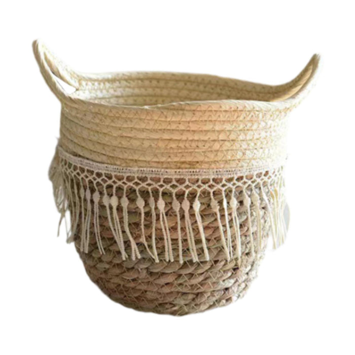 Crofta Storage Basket Flowerpot Woven Plant Basket for Living Room Farmhouse Office 16cmx16cm