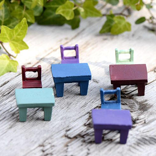 Crofta 10pcs Miniature Dollhouse Fairy Garden Resin Landscape Blue Chair Decor