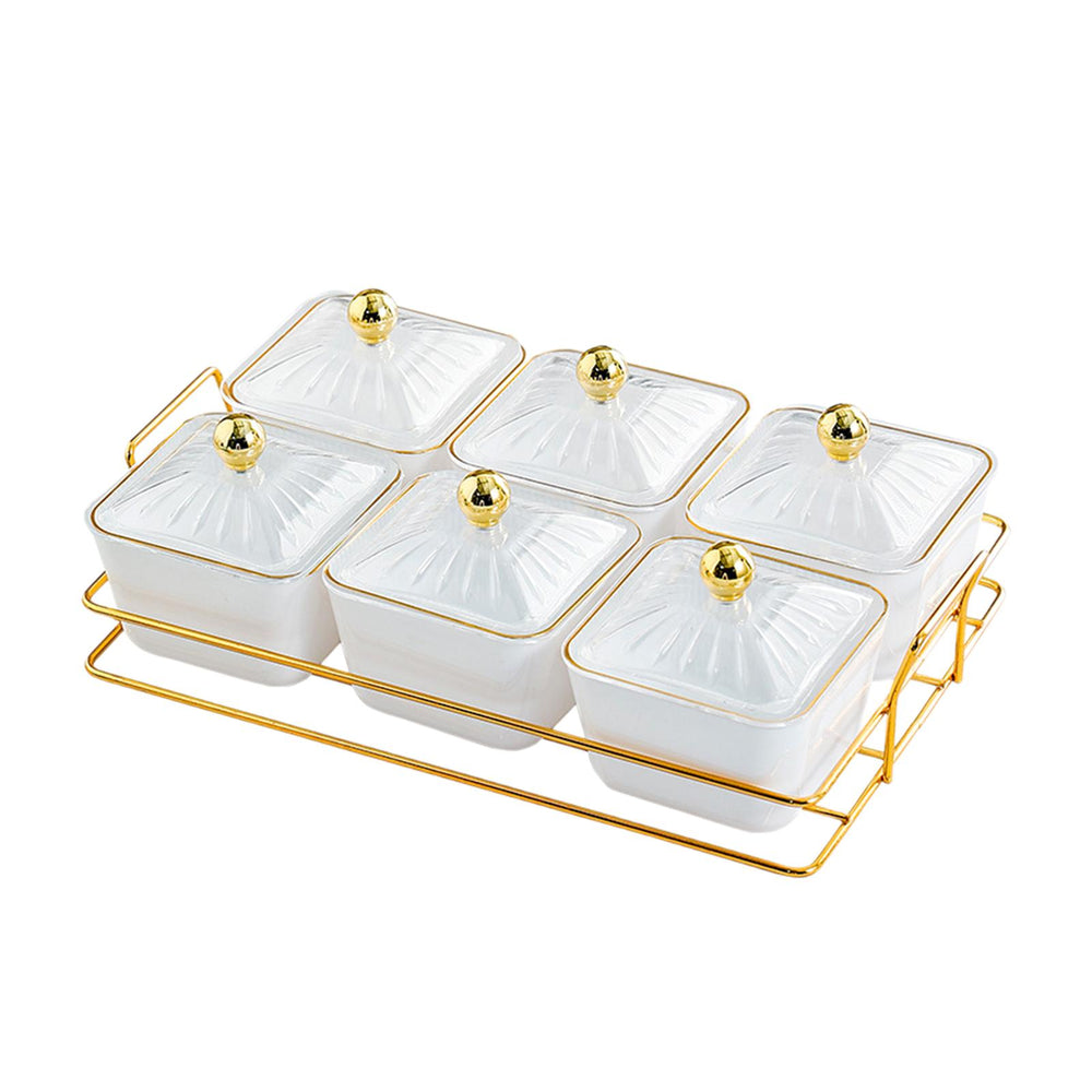 Dried Fruit Tray Set 6 Grid Appetizer Serving Tray for Kitchen Wedding Hotel White