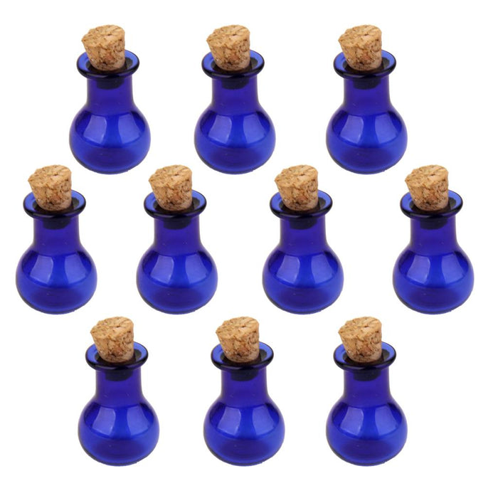 Crofta 10 Mini Glass Bottle Jars Vials Bottle Pendant with Corks - Flat Bulb