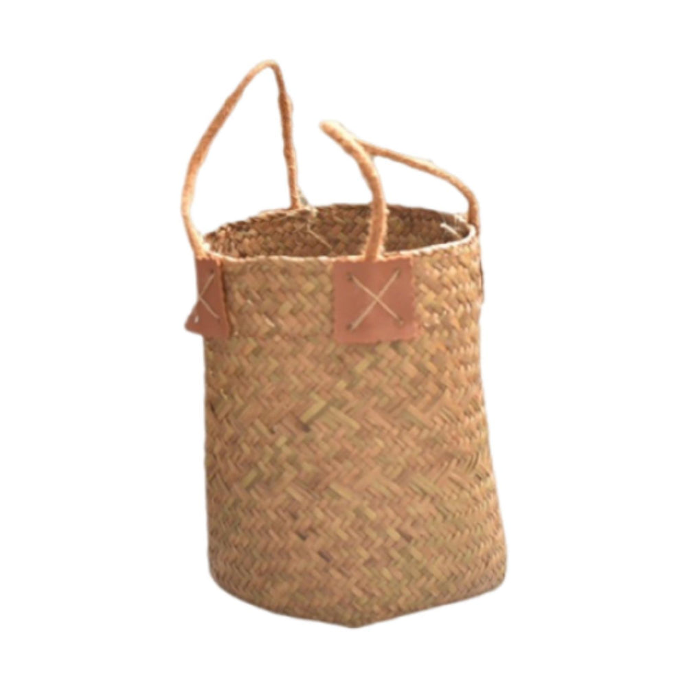 Crofta Woven Plant Basket Organizer Rustic Planter Basket for Office Bedroom Picnic Diameter 16cm