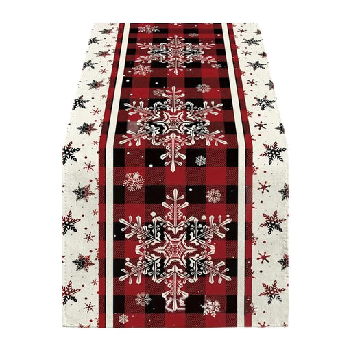 Crofta Xmas Tablecloth Festival Centerpiece Dinner Xmas Home Christmas Table Runner with Snowflakes