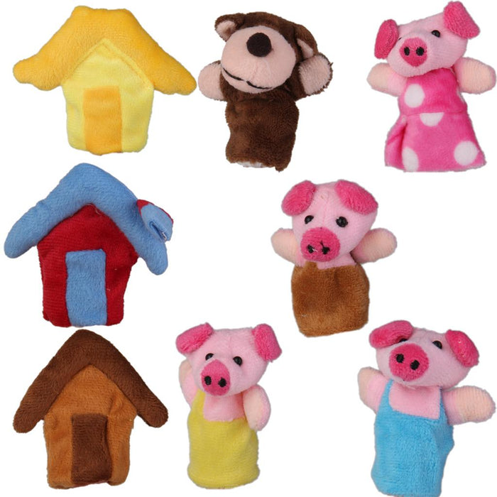 Crofta 8pcs/set the three Little Pigs Finger Puppets Nursery Rhyme/Fairy Tale