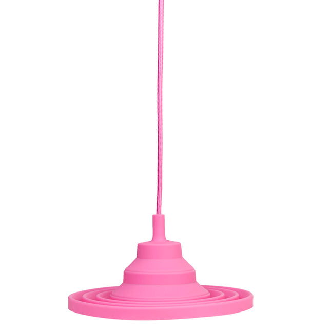 Crofta Vintage E27 Home Ceiling Pendant Lamp Light Bulb Holder with Silicone Lampshade-Pink