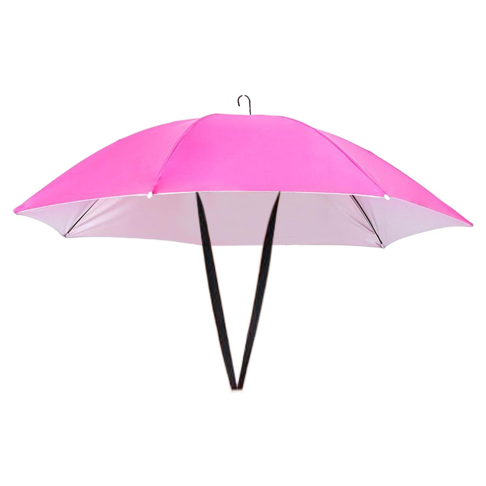 Crofta Umbrella Hat Hands free Protection 30inch Fishing Umbrella Hat Rose Red