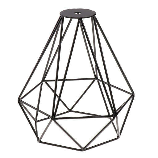 Crofta 2-Set Vintage Iron Diamond Pendant Ceiling Top Light Cage Lamp Shade Holder, Light Shade, Light Cage, Black+White