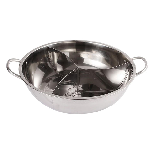 Crofta Stainless Steel Hot Pot Cooking Pot 3 Sided Induction Cookware Soup Pot 34cm