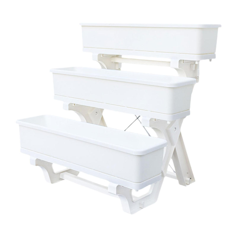 Crofta Elevated Planter Garden Bed 3 Layer Rack Raised Detachable Flower Pot Holder White