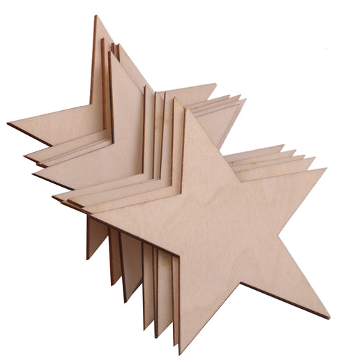 3mm Thick Star Shape Wooden Embellishments for DIY Crafts 10pcs 80mm