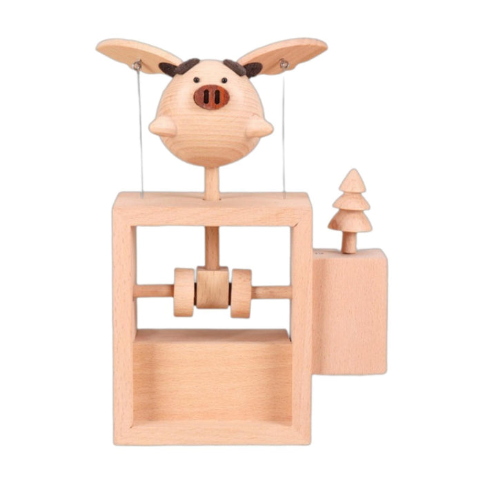 Crofta Wooden Flying Piggy Ornament Retro for Table Centerpieces Office Living Room