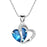 Crofta Women Fashionable Heart Shaped Rhinestone Crystal Pendant Necklace Fashion Accessory Blue