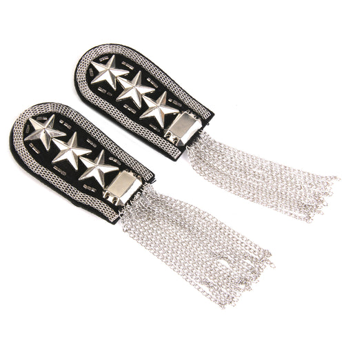 Crofta 1 Pair Military Party Star Tassel Link Chain Epaulet Shoulder Boards Badge