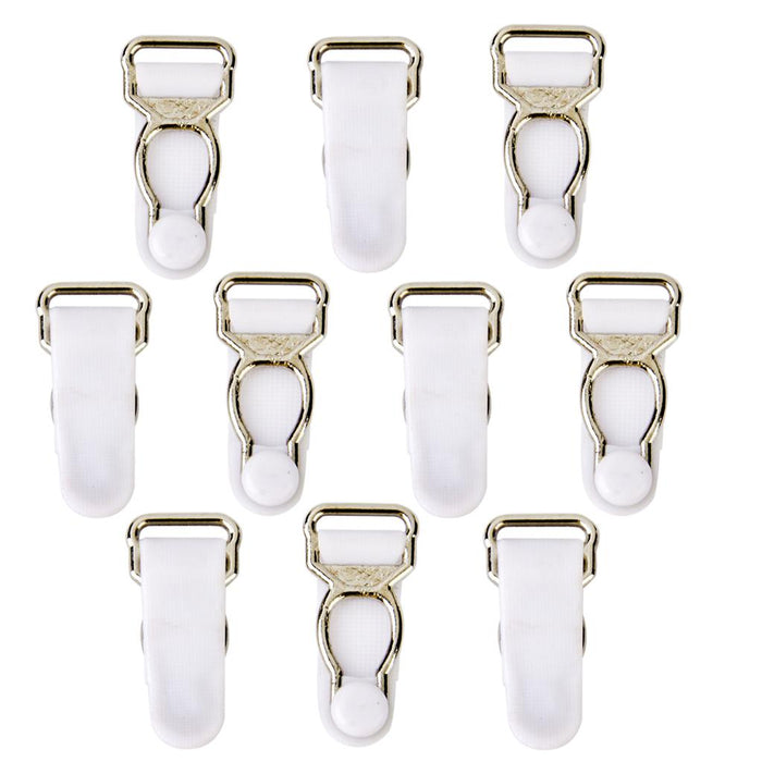 10 Pieces Men's Garter Belt Clips Hooks Grips White