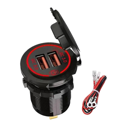 Crofta Dual USB Car Charger Socket 12-24V USB Outlet for Car Marine Motorcycle Red Light