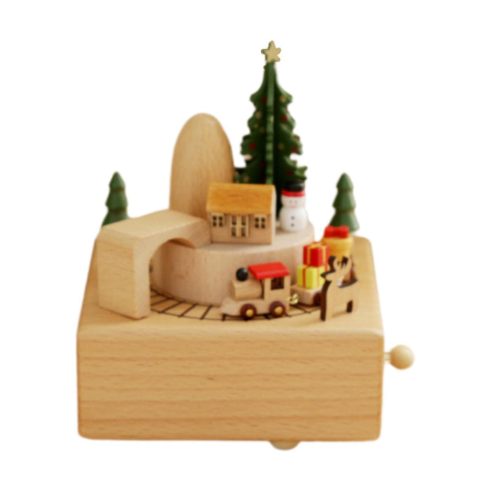 Wood Musical Box Play Melody Ornaments Handmade Music Box Music Box Figurine Train