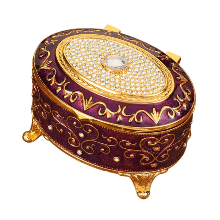 Crofta Metal Jewelry Box Trendy Desk Trinket Organizer for Pendants Earrings Charms Violet