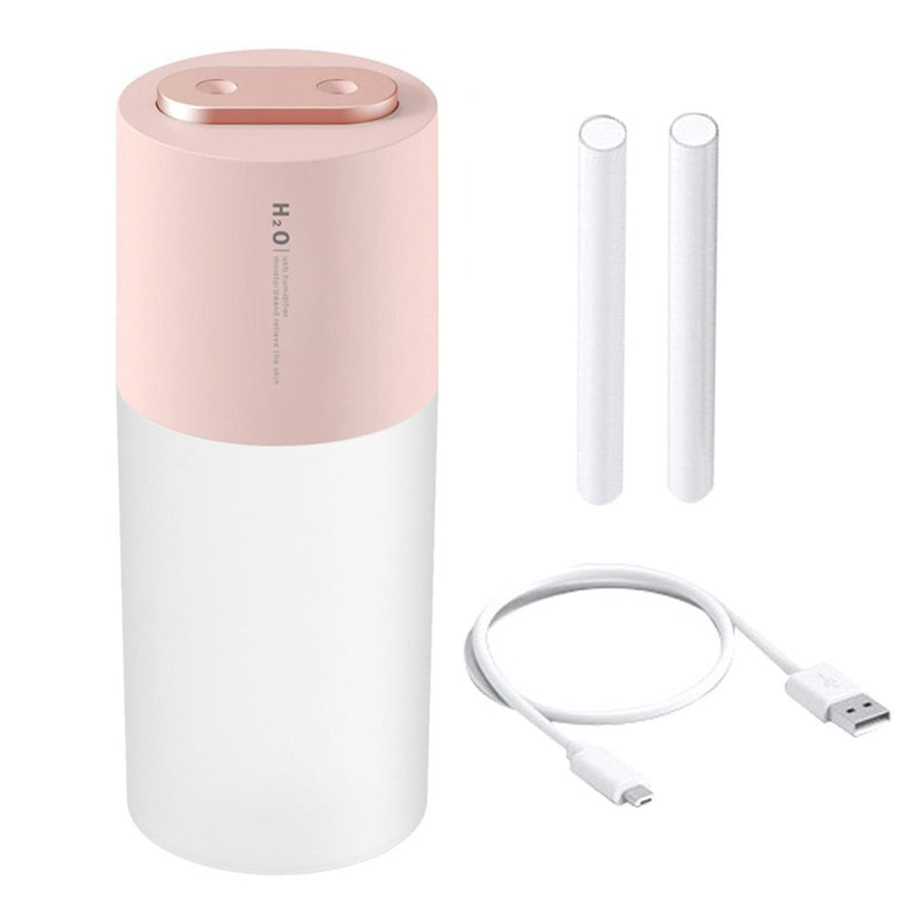 Crofta Portable Mini air humidifier  Double spray 400ml USB Rechargeable Pink