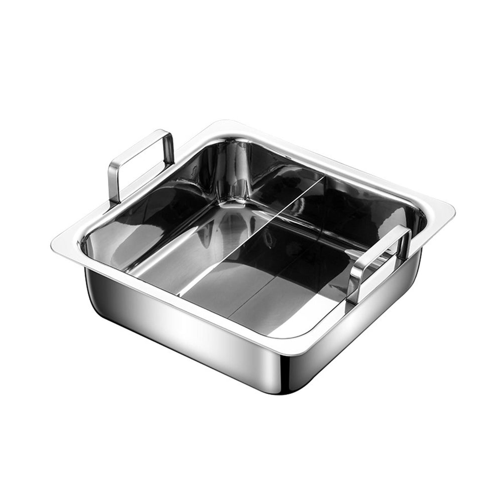 Stainless Steel Hot Pot Multiuse Square Cookware for Festival Camping Hiking Two Compartments