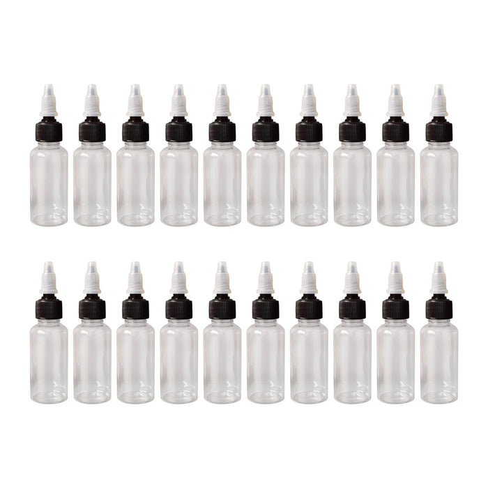 20 Pieces Sharp Mouth Dropper Bottle 30ml for Cosmetics Makeup   Black Caps