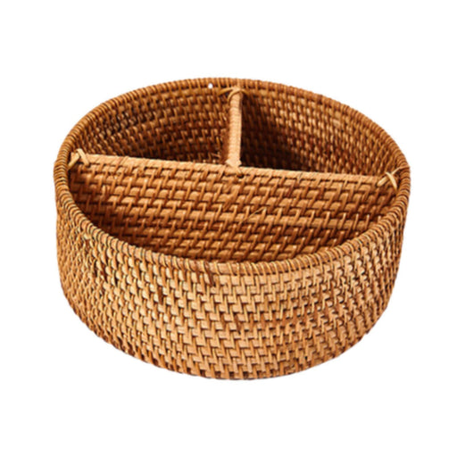 Woven Basket 3 Girds Storage Baskets for Shelves for Bedroom Shelves Cabinet round