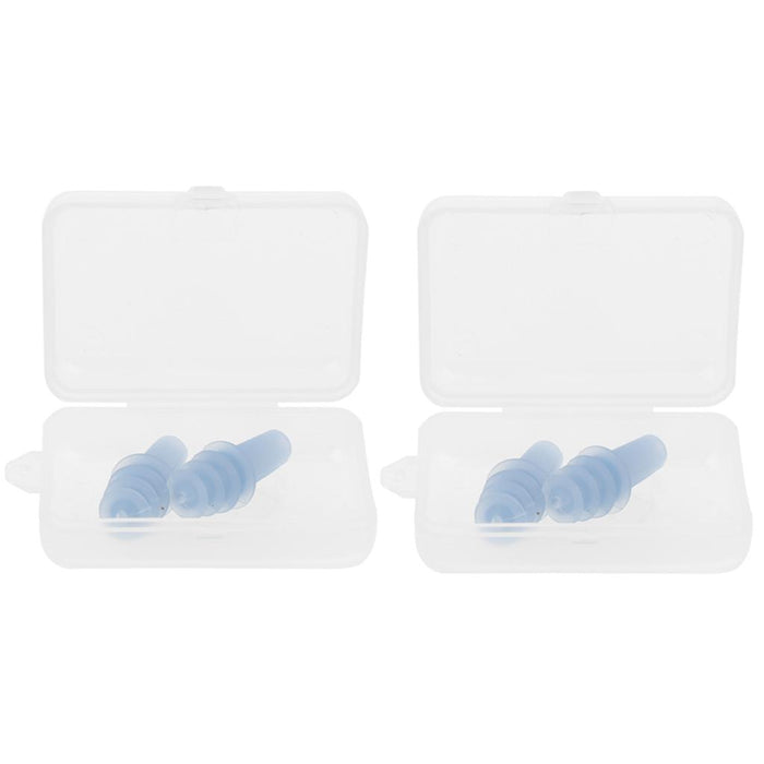 2 Pairs Reusable Silicone Earplugs for Airplane Travel Sleep Silence Blue