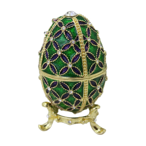 Crofta Easter Egg Shape Trinket Box Figure Crafts Spring Rings Enameled Trinket Box Green