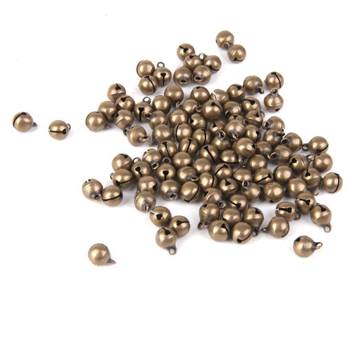 Crofta 100pcs Antique Bronze Brass Jingle Bells Charm Bead Jewelry Findings 8mm