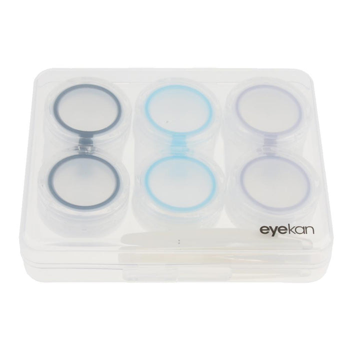 3 Pairs Portable Plastic Clear Contact Lens Boxes Travel Soaking Storage Case Remover Stick Tweezers Kit