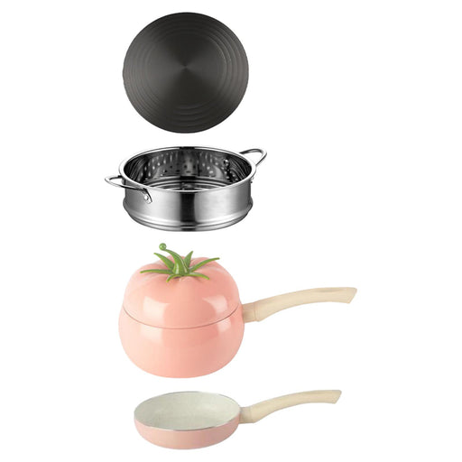 Soup Porridge Pot Cute Fruits Shape Kitchen Cookware with Lid 16cm Noodle Pot pink set