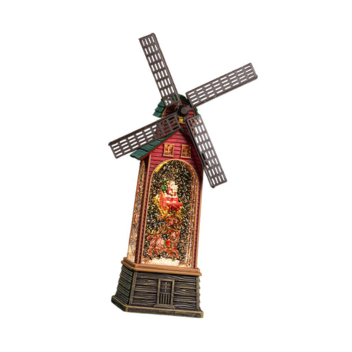 Crofta Windmill Music Box Christmas Snow Globes Lantern for Garden Outdoor Tabletop Christmas Santa